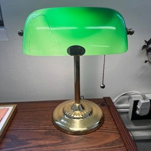 Bankers Desk Lamp with Green Glass Shade